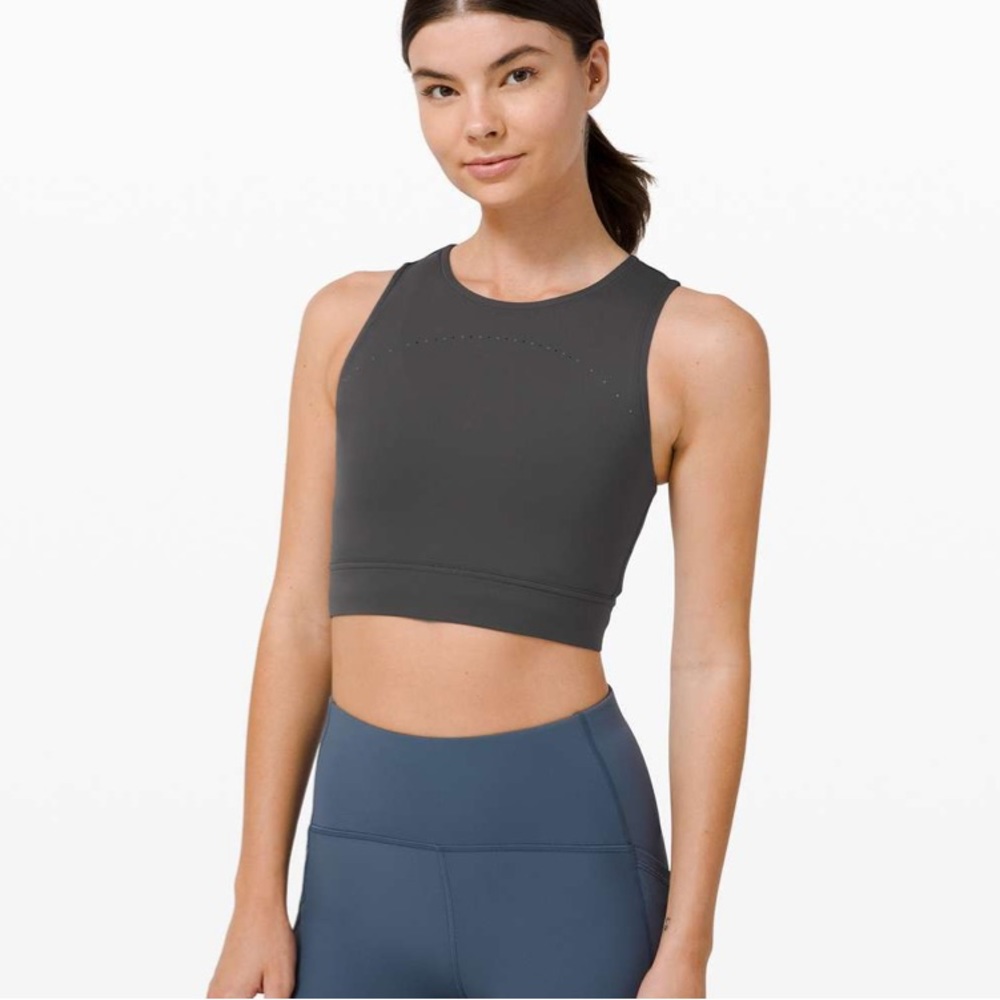Lululemon Hotty Hot Cropped Tank in Graphite Grey